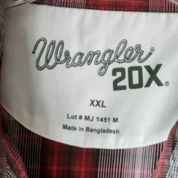 Wrangler 20X Red Plaid Texan Cowboy Farmer Shirt Men's 2X Pearl Button A0056 - Picture 3 of 7